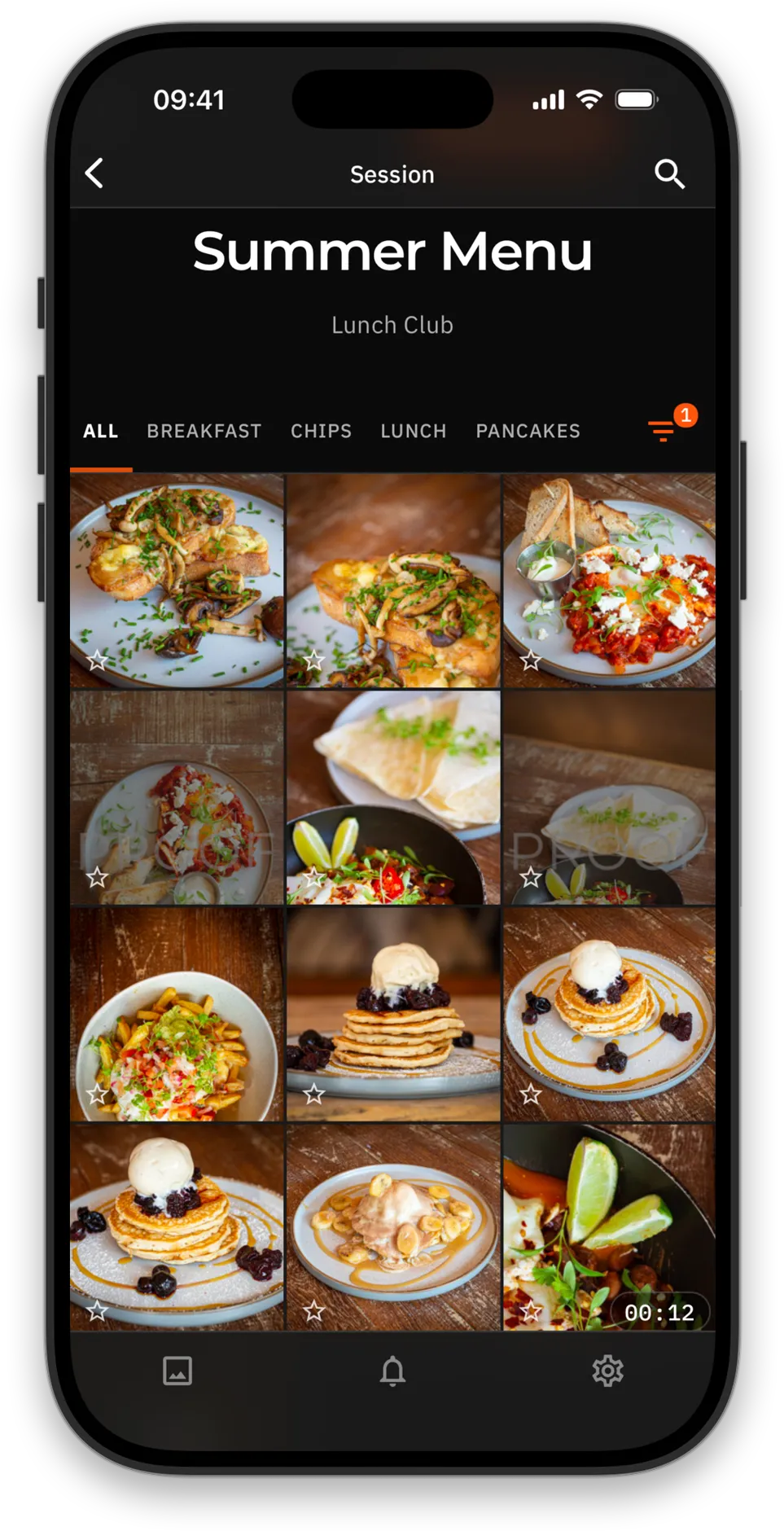 The client gallery on a phone